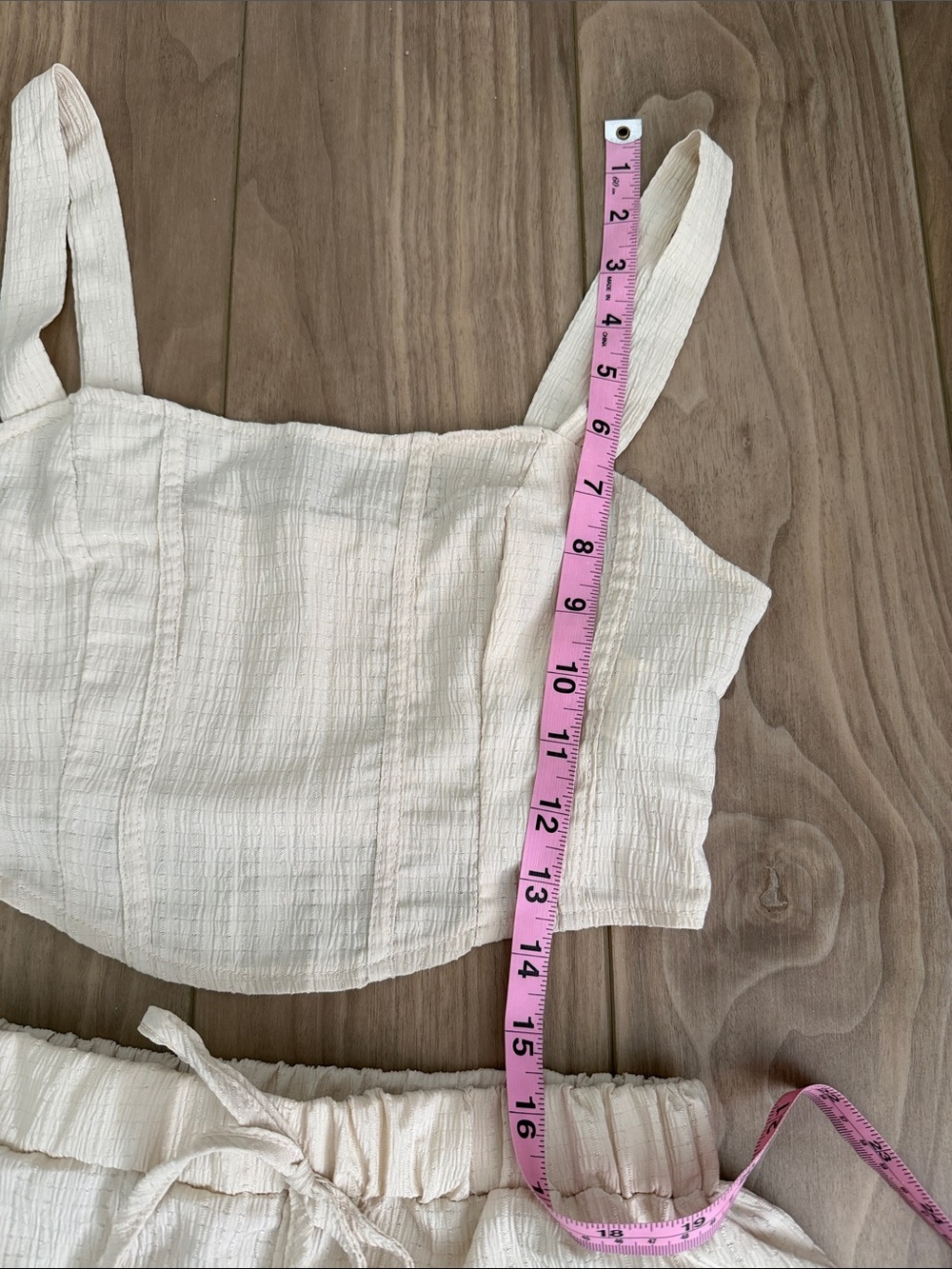 Beige Textured Two-Piece Crop Top & Shorts Set - Picture 9 of 9